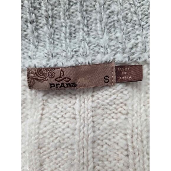 prAna Sunday River Long Cardigan Sweater Gray Cream Knit Coatigan Size Small - Picture 10 of 10